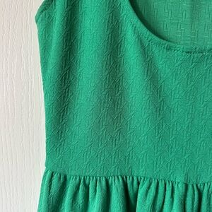 Green Textured Sleeveless Dress